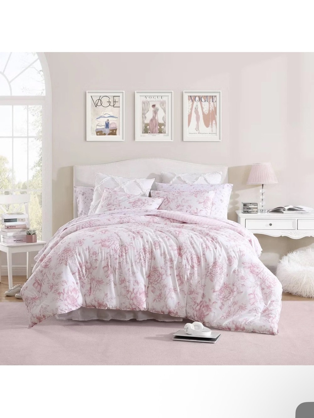 Laura Ashley 2pc Twin Delphine Comforter Bedding Set Pink